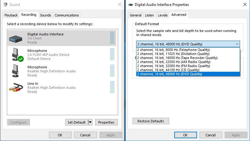 Why Is There No Audio When Running Open Broadcaster Software(OBS) With  ClonerAlliance Chert 4KC?