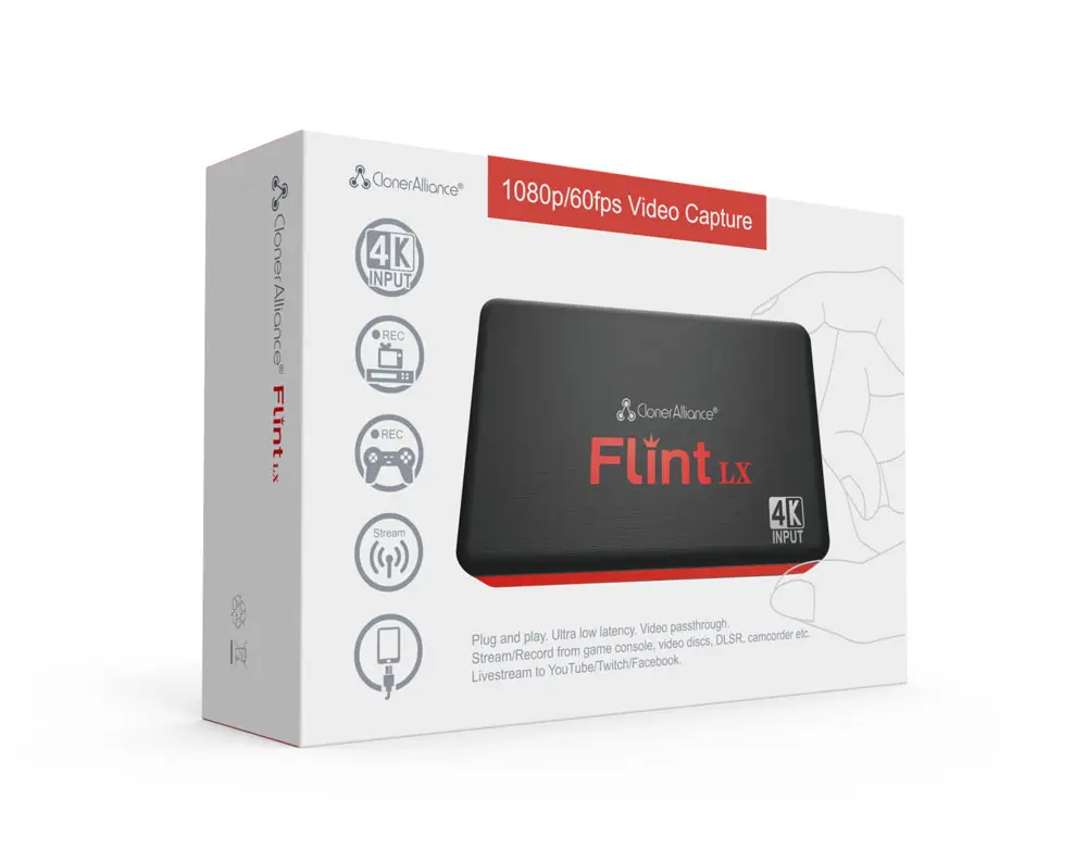  ClonerAlliance Flint LX, 1080p 60fps USB 3.0 HDMI Video Capture  Device with HDMI Out Port. Record Any HDMI Video and Game. Ultra Low  Latency. Support Android, Windows, Mac and Linux. 